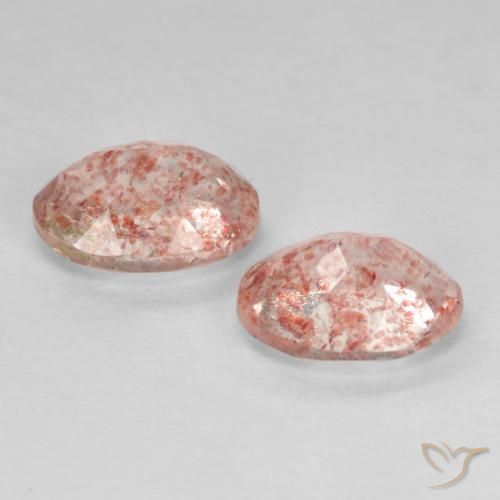 Strawberry Quartz Gemstones in 8 x 6 mm (calibrated) Size for Sale, Strawberry Quartz Stones in Earthy Pink Color