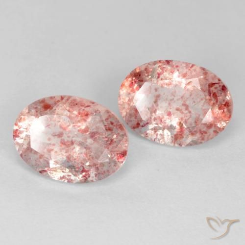 2.47 ctw Pink Strawberry Quartz Stones, Natural Strawberry Quartz in Oval Facet Shape for Sale