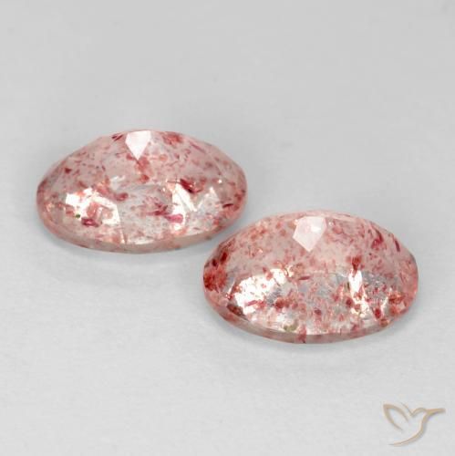 Strawberry Quartz Gemstones in 8 x 6 mm (calibrated) Size for Sale, Strawberry Quartz Stones in Light Hot Pink Color