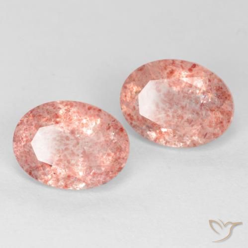 2.49 ctw Pink Strawberry Quartz Stones, Natural Strawberry Quartz in Oval Facet Shape for Sale