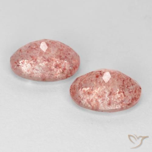 Strawberry Quartz Gemstones in 8 x 6 mm (calibrated) Size for Sale, Strawberry Quartz Stones in Medium-Light Pink Color