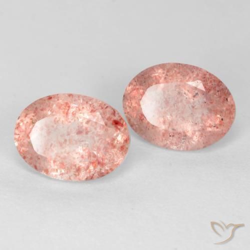 2.34 ctw Pink Strawberry Quartz Stones, Natural Strawberry Quartz in Oval Facet Shape for Sale
