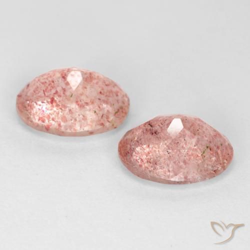Strawberry Quartz Gemstones in 8 x 6 mm (calibrated) Size for Sale, Strawberry Quartz Stones in Earthy Pink Color