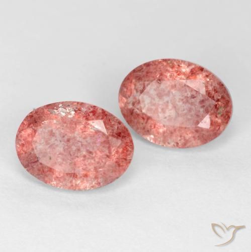 2.39 ctw Pink Strawberry Quartz Stones, Natural Strawberry Quartz in Oval Facet Shape for Sale