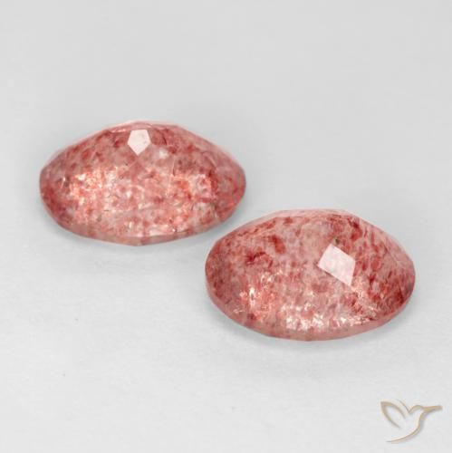 Strawberry Quartz Gemstones in 8 x 6 mm (calibrated) Size for Sale, Strawberry Quartz Stones in Deep Pink Color
