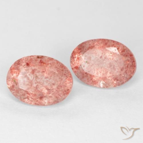 2.49 ctw Pink Strawberry Quartz Stones, Natural Strawberry Quartz in Oval Facet Shape for Sale
