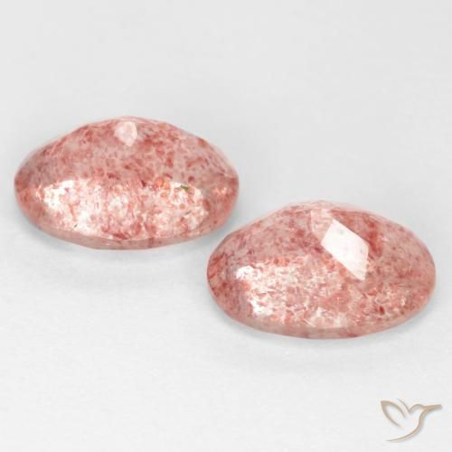 Strawberry Quartz Gemstones in 8 x 6 mm (calibrated) Size for Sale, Strawberry Quartz Stones in Medium Pink Color