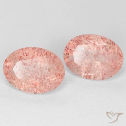 2.32 ctw Pink Strawberry Quartz Stones, Natural Strawberry Quartz in Oval Facet Shape for Sale