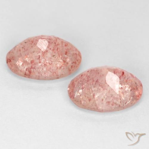 Strawberry Quartz Gemstones in 8 x 6 mm (calibrated) Size for Sale, Strawberry Quartz Stones in Medium-Light Pink Color