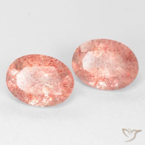 2.43 ctw Pink Strawberry Quartz Stones, Natural Strawberry Quartz in Oval Facet Shape for Sale