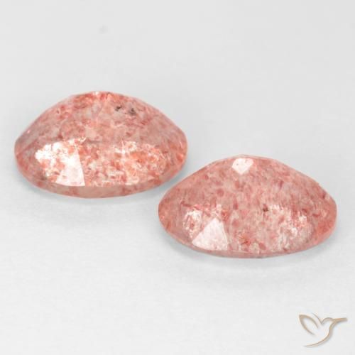 Strawberry Quartz Gemstones in 8 x 6 mm (calibrated) Size for Sale, Strawberry Quartz Stones in Medium-Light Pink Color