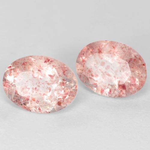2.41 ctw Pink Strawberry Quartz Stones, Natural Strawberry Quartz in Oval Facet Shape for Sale