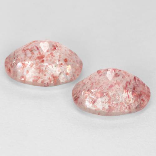 Strawberry Quartz Gemstones in 8 x 6 mm (calibrated) Size for Sale, Strawberry Quartz Stones in Medium Pink Color