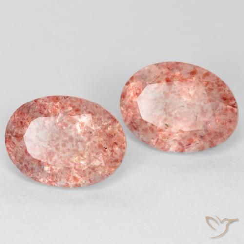 2.29 ctw Pink Strawberry Quartz Stones, Natural Strawberry Quartz in Oval Facet Shape for Sale