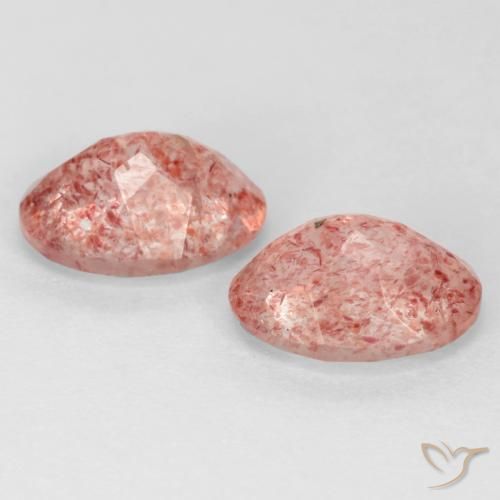 Strawberry Quartz Gemstones in 8 x 6 mm (calibrated) Size for Sale, Strawberry Quartz Stones in Light Rose Pink Color