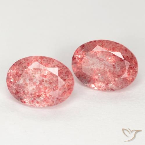 2.33 ctw Pink Strawberry Quartz Stones, Natural Strawberry Quartz in Oval Facet Shape for Sale