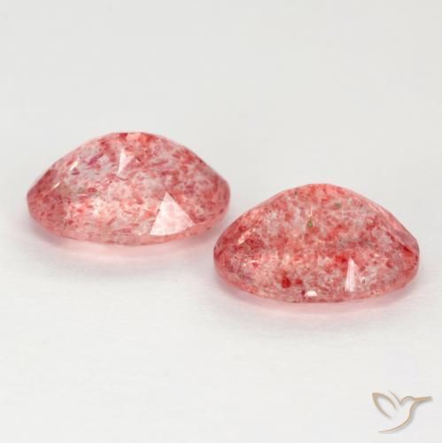 Strawberry Quartz Gemstones in 8 x 6 mm (calibrated) Size for Sale, Strawberry Quartz Stones in Rosewood Pink Color