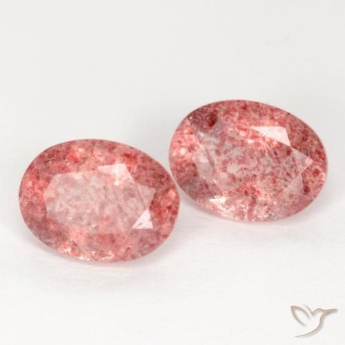 2.35 ctw Pink Strawberry Quartz Stones, Natural Strawberry Quartz in Oval Facet Shape for Sale