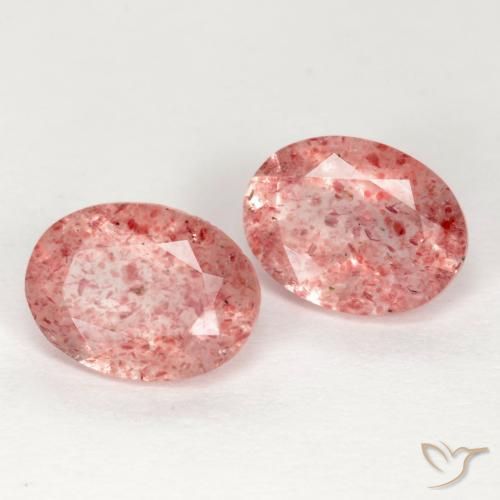 2.24 ctw Pink Strawberry Quartz Stones, Natural Strawberry Quartz in Oval Facet Shape for Sale