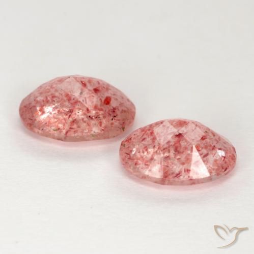 Strawberry Quartz Gemstones in 8 x 6 mm (calibrated) Size for Sale, Strawberry Quartz Stones in Rose Pink Color
