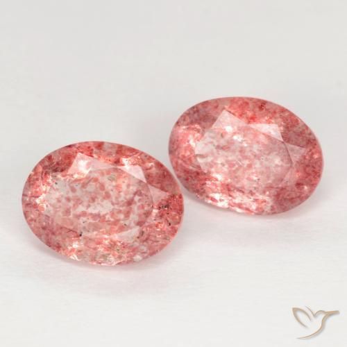 2.31 ctw Pink Strawberry Quartz Stones, Natural Strawberry Quartz in Oval Facet Shape for Sale