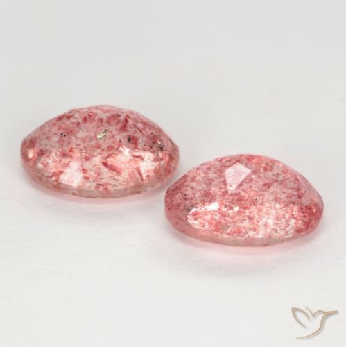 Strawberry Quartz Gemstones in 8 x 6 mm (calibrated) Size for Sale, Strawberry Quartz Stones in Rosewood Pink Color
