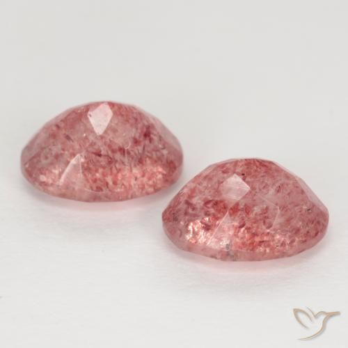 Strawberry Quartz Gemstones in 8 x 6 mm (calibrated) Size for Sale, Strawberry Quartz Stones in Reddish Pink Color
