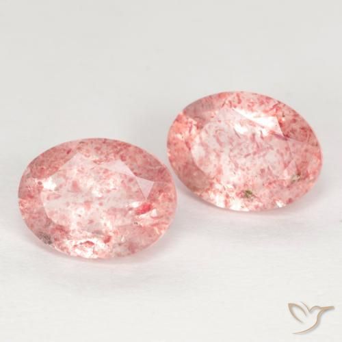 2.38 ctw Pink Strawberry Quartz Stones, Natural Strawberry Quartz in Oval Facet Shape for Sale