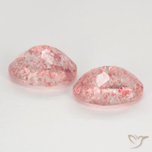 Strawberry Quartz Gemstones in 8 x 6 mm (calibrated) Size for Sale, Strawberry Quartz Stones in Medium-Light Pink Color