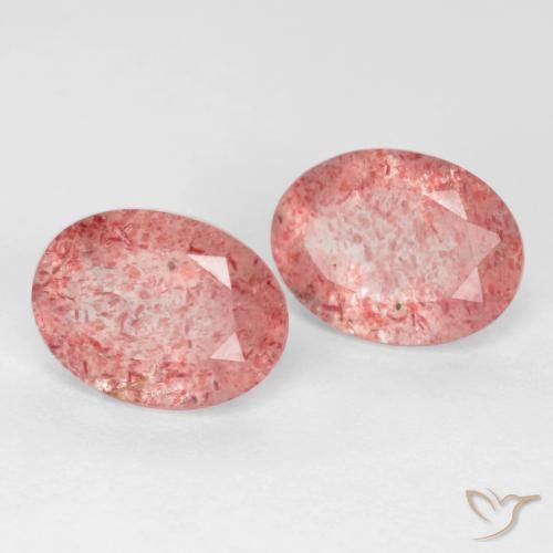 2.39 ctw Pink Strawberry Quartz Stones, Natural Strawberry Quartz in Oval Facet Shape for Sale