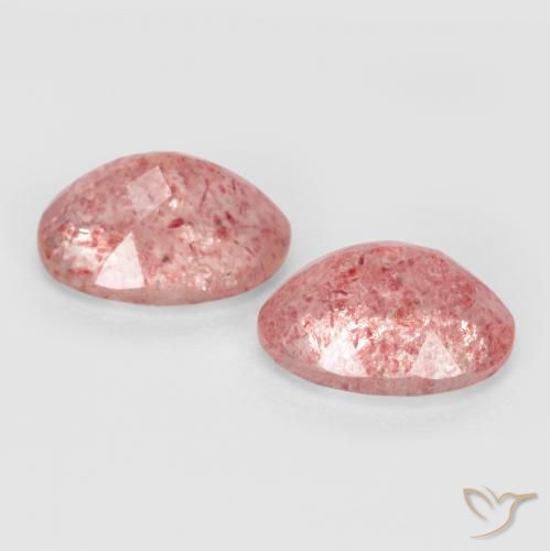 Strawberry Quartz Gemstones in 8 x 6 mm (calibrated) Size for Sale, Strawberry Quartz Stones in Light Pink Color