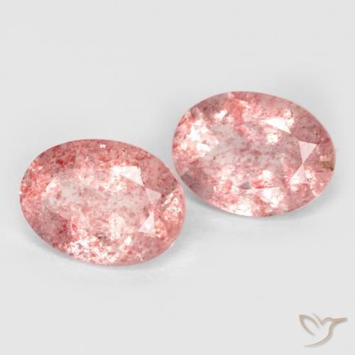 2.33 ctw Pink Strawberry Quartz Stones, Natural Strawberry Quartz in Oval Facet Shape for Sale