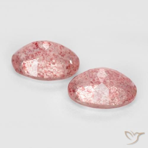 Strawberry Quartz Gemstones in 8 x 6 mm (calibrated) Size for Sale, Strawberry Quartz Stones in Light Hot Pink Color