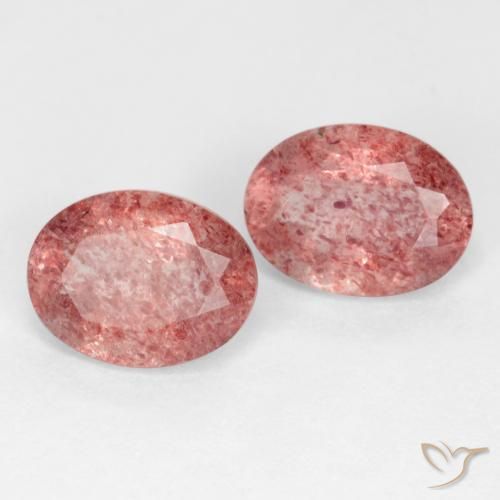 2.34 ctw Pink Strawberry Quartz Stones, Natural Strawberry Quartz in Oval Facet Shape for Sale