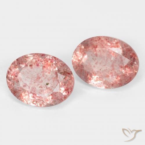 2.62 ctw Pink Strawberry Quartz Stones, Natural Strawberry Quartz in Oval Facet Shape for Sale