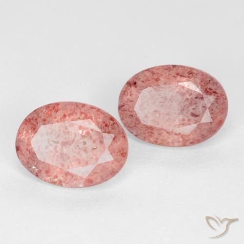 2.31 ctw Pink Strawberry Quartz Stones, Natural Strawberry Quartz in Oval Facet Shape for Sale