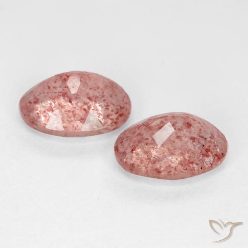 Strawberry Quartz Gemstones in 8 x 6 mm (calibrated) Size for Sale, Strawberry Quartz Stones in Medium-Light Pink Color