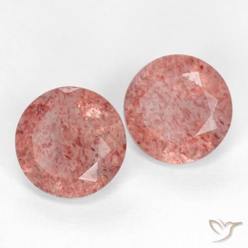 2.16 ctw Pink Strawberry Quartz Stones, Natural Strawberry Quartz in Round Facet Shape for Sale
