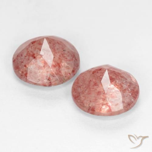 Strawberry Quartz Gemstones in 7 mm (calibrated) Size for Sale, Strawberry Quartz Stones in Dark Pink Color
