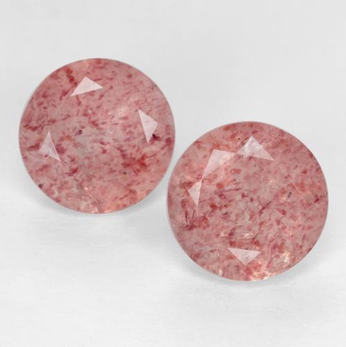 Medium-Light Pink Strawberry Quartz Gem - 1.2ct Round Facet (ID: 549105)