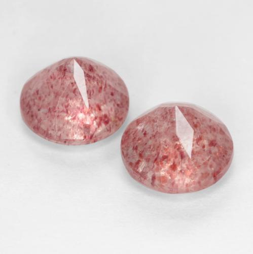 Strawberry Quartz Gemstones in 7 mm (calibrated) Size for Sale, Strawberry Quartz Stones in Medium-Light Pink Color