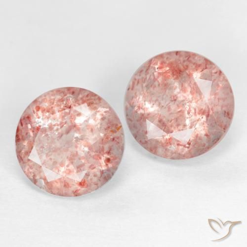 2.32 ctw Pink Strawberry Quartz Stones, Natural Strawberry Quartz in Round Facet Shape for Sale