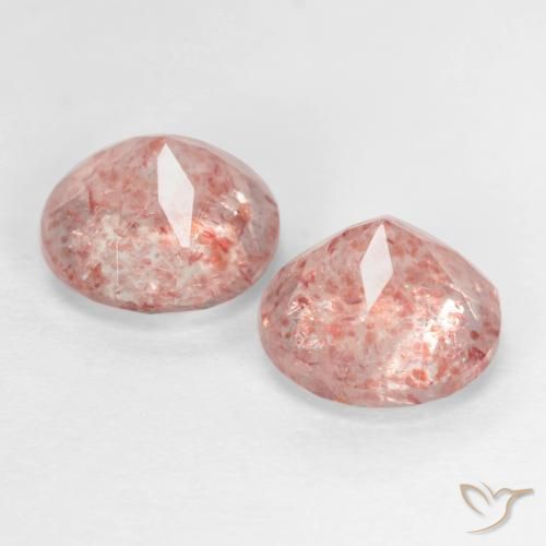 Strawberry Quartz Gemstones in 7 mm (calibrated) Size for Sale, Strawberry Quartz Stones in Light Bubblegum Pink Color