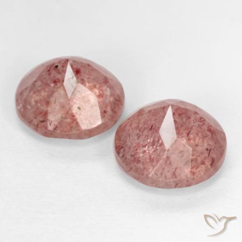 Strawberry Quartz Gemstones in 7 mm (calibrated) Size for Sale, Strawberry Quartz Stones in Medium-Light Pink Color