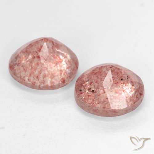 Strawberry Quartz Gemstones in 7 mm (calibrated) Size for Sale, Strawberry Quartz Stones in Medium Pink Color