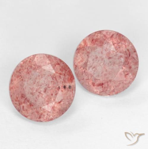 2.35 ctw Pink Strawberry Quartz Stones, Natural Strawberry Quartz in Round Facet Shape for Sale