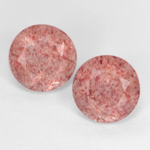 Medium Pink Strawberry Quartz Gem - 1.3ct Round Facet (ID: 549114)