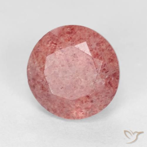 1.36 ct Pink Strawberry Quartz Stone, Natural Strawberry Quartz in Round Facet Shape for Sale