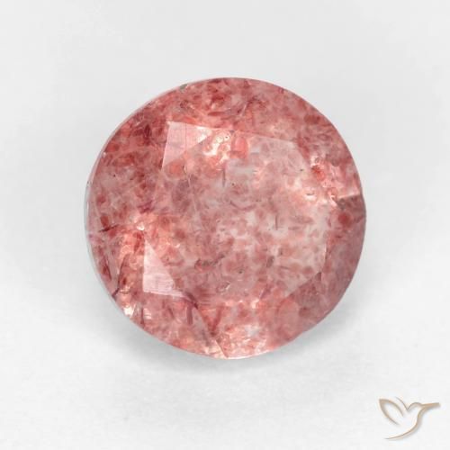 1.27 ct Pink Strawberry Quartz Stone, Natural Strawberry Quartz in Round Facet Shape for Sale