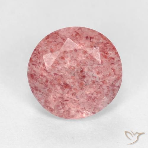 1.31ct Natural Medium Pink Strawberry Quartz, Round, Translucent